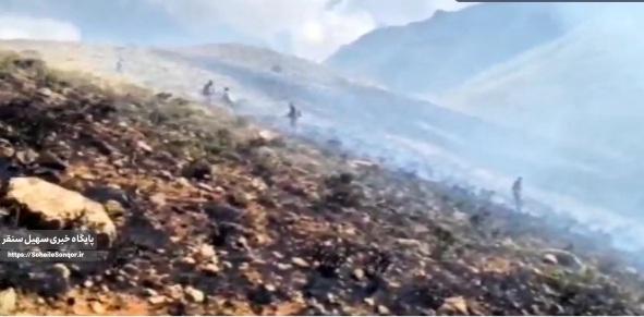 آتشسوزی مراتع لیلمانج سنقر مهار شد/حضور فعال سپاه و بسیج در اطفای حریق