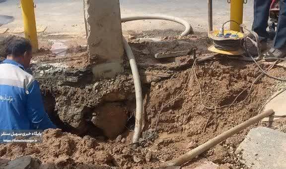 اصلاح و ترمیم ۲ خط انتقال آب در سنقر
